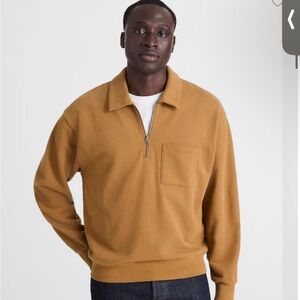 Madewell Men's Camel Zip-Up Sweater